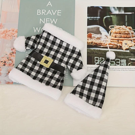 Christmas Wine Bottle Cover Red Plaid Gnome Gift Bags Xmas Party Decorations