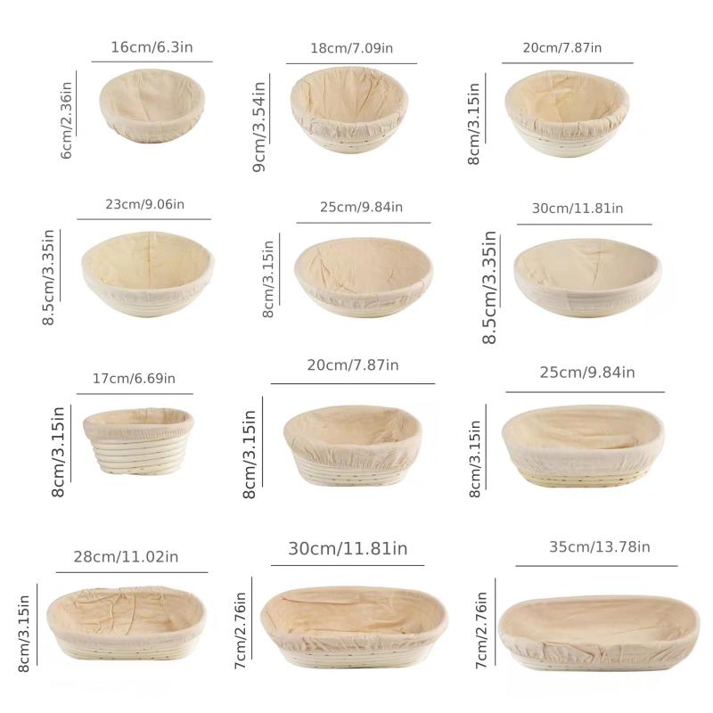 Bread Proofing Basket Round with Liner Cloth Fermentation Natural Rattan Bowl