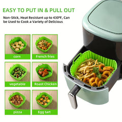 5pcs Silicone Air Fryer Liner 19cm Square BPA-Free Reusable Baking Tray