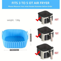5pcs Silicone Air Fryer Liner 19cm Square BPA-Free Reusable Baking Tray