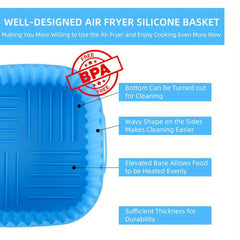 5pcs Silicone Air Fryer Liner 19cm Square BPA-Free Reusable Baking Tray