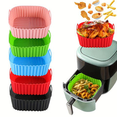 5pcs Silicone Air Fryer Liner 19cm Square BPA-Free Reusable Baking Tray