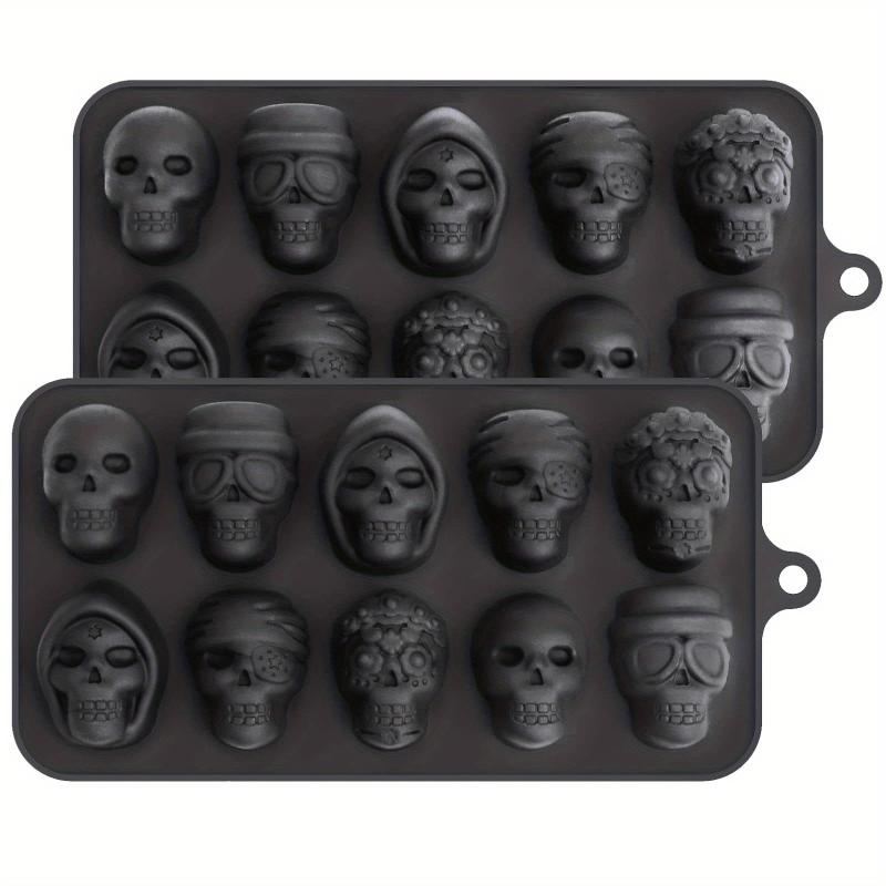 Halloween Skull Chocolate Mold 3D Silicone - 10 Cavity Candy Mold