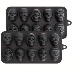 Halloween Skull Chocolate Mold 3D Silicone - 10 Cavity Candy Mold