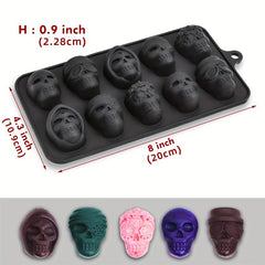 Halloween Skull Chocolate Mold 3D Silicone - 10 Cavity Candy Mold