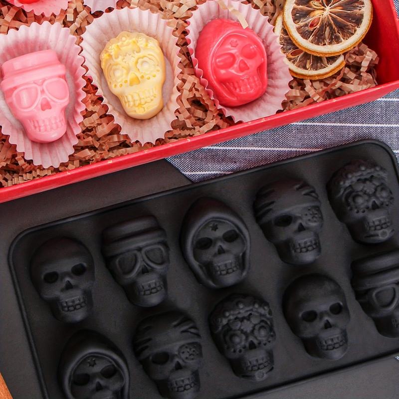 Halloween Skull Chocolate Mold 3D Silicone - 10 Cavity Candy Mold