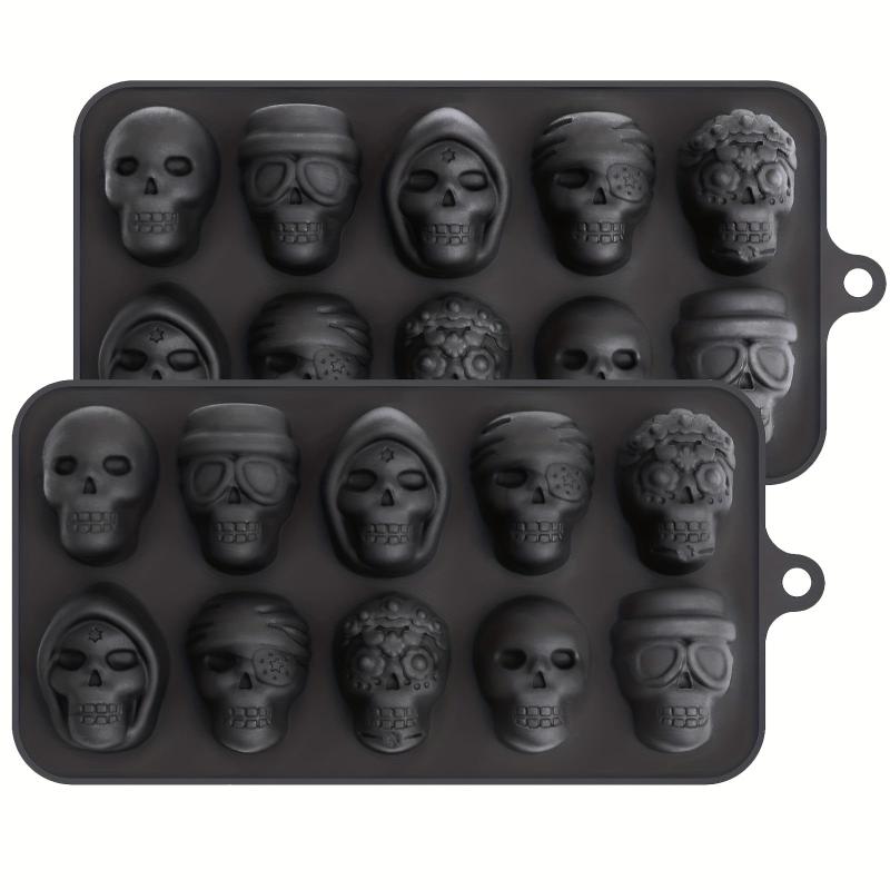 Halloween Skull Chocolate Mold 3D Silicone - 10 Cavity Candy Mold