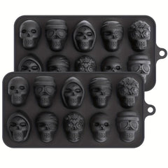 Halloween Skull Chocolate Mold 3D Silicone - 10 Cavity Candy Mold