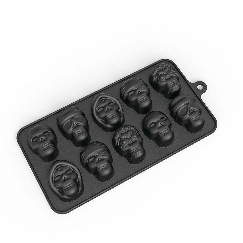 Halloween Skull Chocolate Mold 3D Silicone - 10 Cavity Candy Mold