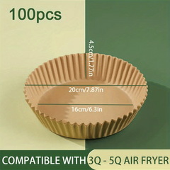 Air Fryer Disposable Paper Liner, Non-Stick Baking Paper, 12.7-20