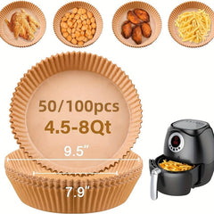 Air Fryer Disposable Paper Liner, Non-Stick Baking Paper, 12.7-20