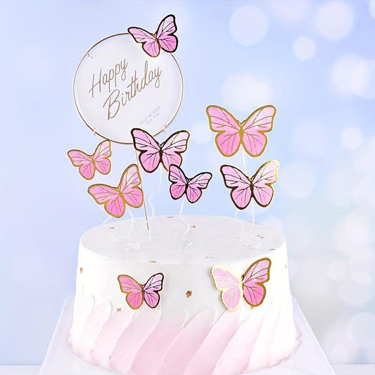 10pcs Golden Butterfly Cake Decorations Acrylic Cake Topper