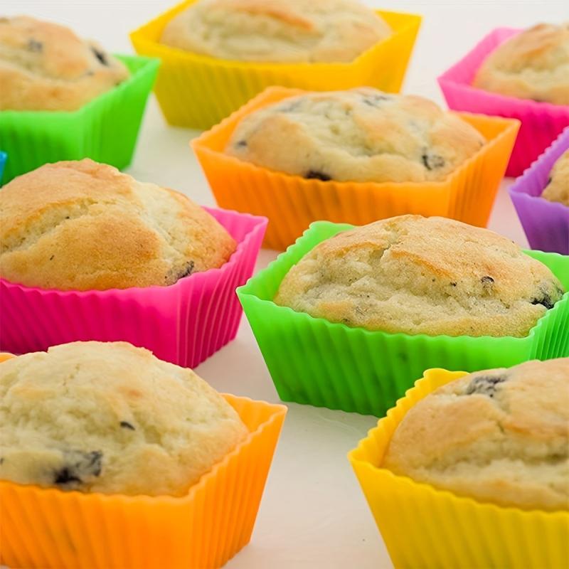 10pcs Silicone Rectangle Muffin Cups Reusable Cupcake Liners Muffin Molds