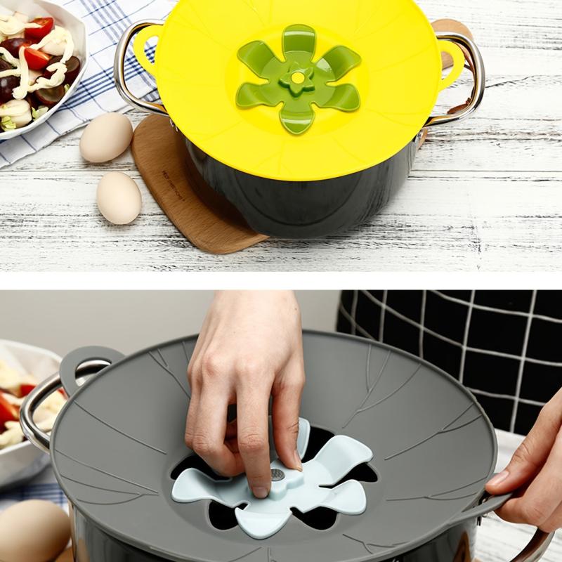 Silicone Spill Stopper Lid Cover for Pans and Pots, Anti-Spill Lid