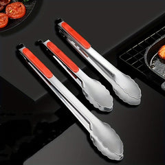 3 PCS Stainless Steel Kitchen Cooking Tongs Good Grip Tongs