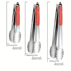 3 PCS Stainless Steel Kitchen Cooking Tongs Good Grip Tongs