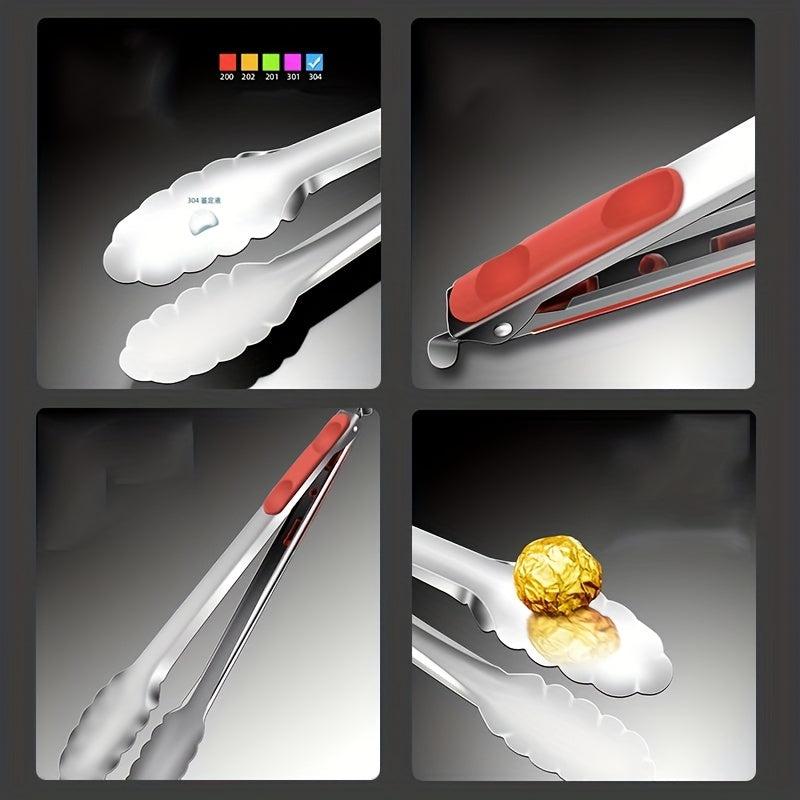 3 PCS Stainless Steel Kitchen Cooking Tongs Good Grip Tongs