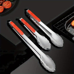 3 PCS Stainless Steel Kitchen Cooking Tongs Good Grip Tongs