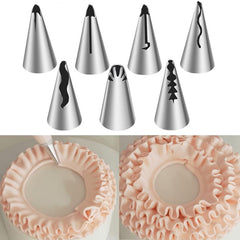 7pcs Pleated Skirt Tube Nozzle Set for Pastry Baking