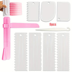 9pcs Cake Scrapers Plastic Cake Smoothers Baking Tools Kitchen Gadgets