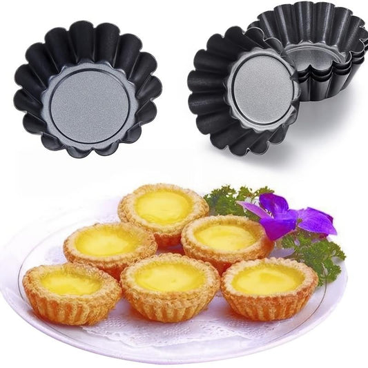 12 Mini Egg Tart Molds Non Stick Quiche Pans Carbon Steel Bakin