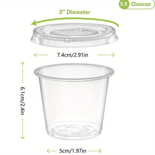 100pcs Disposable Portion Cups with Lids 2oz 3 25oz 5 5oz