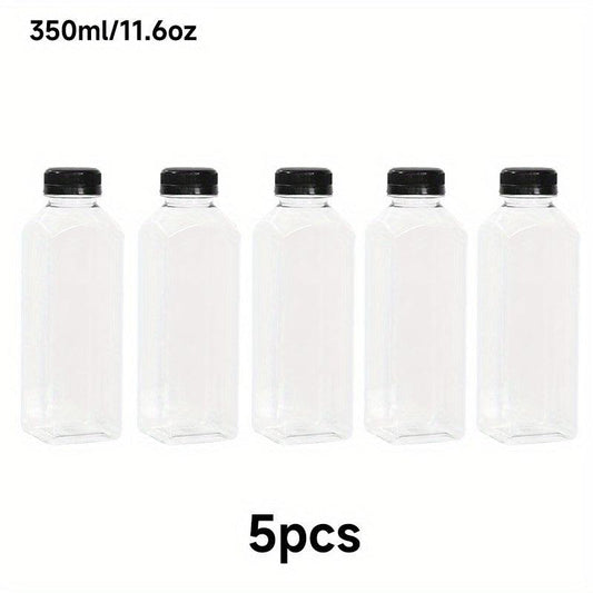 5pcs Plastic Water Bottles for School Juice Bottles with Lid