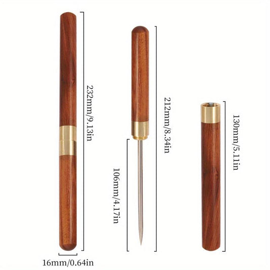 Portable Stainless Steel Ice Pick With Wooden Cover for Ice Breaking