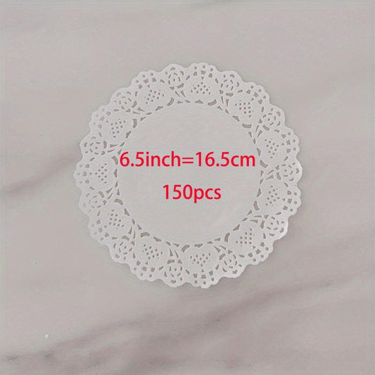 150pcs Round Lace Doilies for Food Cake Crafts