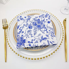 20pcs Disposable Floral Paper Napkins Western Food Party Printing 33.02cm
