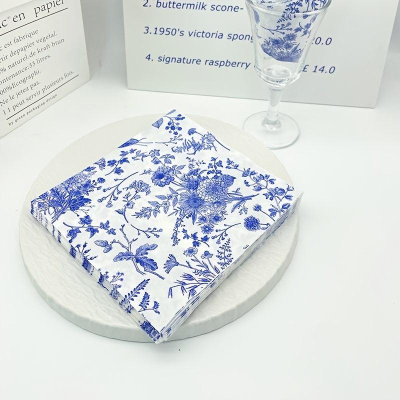 20pcs Disposable Floral Paper Napkins Western Food Party Printing 33.02cm