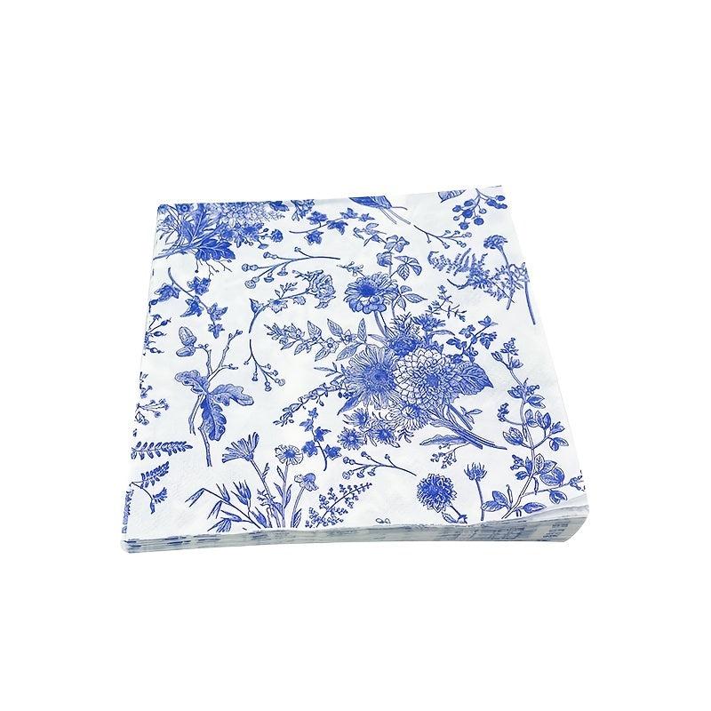 20pcs Disposable Floral Paper Napkins Western Food Party Printing 33.02cm