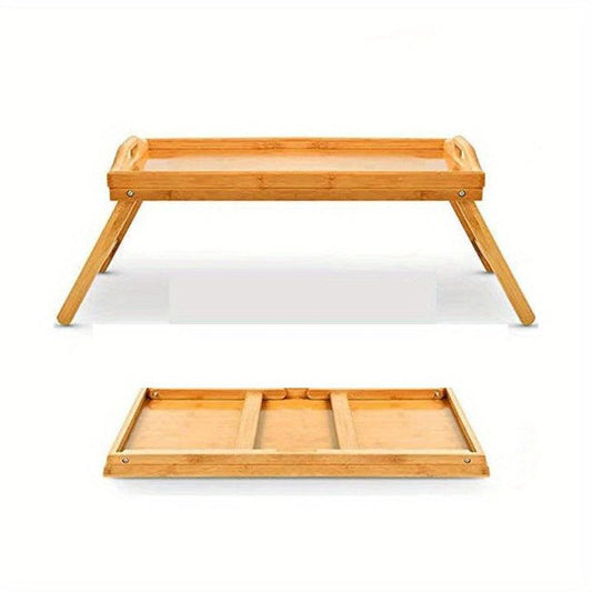 Bamboo Brown Folding Table Bed Tray Table Portable Bed Table
