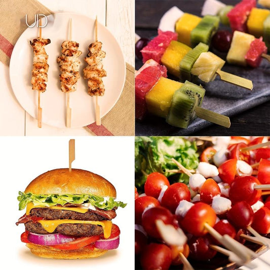 50 Pcs Bamboo Paddle Skewers for Holiday Party Appetizers Cocktails Fruit