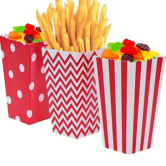 12pcs Movie Night Popcorn Paper Boxes Vintage Carnival Bags