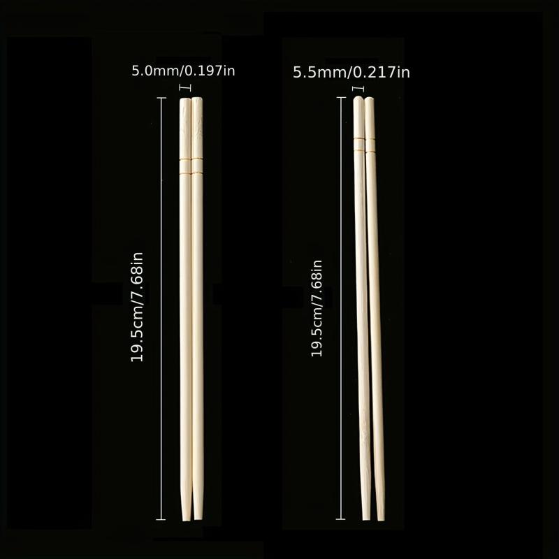 100 Pairs Natural Wooden Disposable Chopsticks Safe for Home and Restaurant Use
