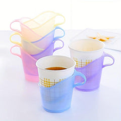 20pcs Paper Cup Holder Plastic Set Heat Resistant Cup Sleeve For Hot Drinks