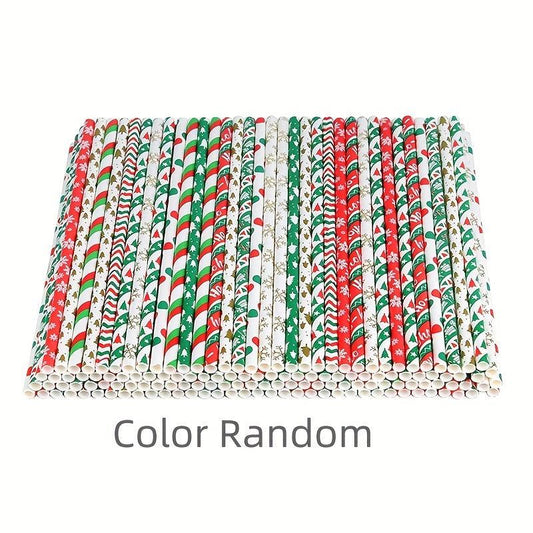 25pcs Biodegradable Paper Straws Christmas Party Cocktail Decorations