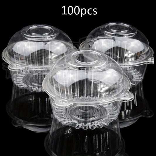 100pcs Clear Plastic Cupcake Boxes Disposable & BPA