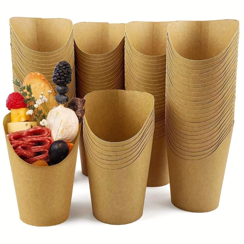 50pcs Paper Cup French Fries Holder Charcuterie Cupcake Container DIY Baking