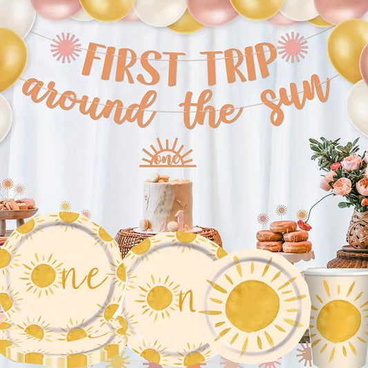 Boho Sun 1st Birthday Party Tableware Set