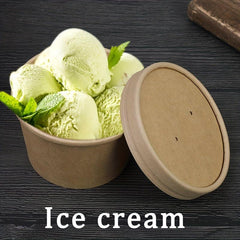 50pcs 8 oz Disposable Paper Cups with Lids for Soup Ice Cream Yogurt Hot Food