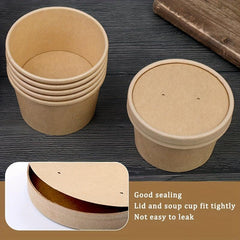 50pcs 8 oz Disposable Paper Cups with Lids for Soup Ice Cream Yogurt Hot Food