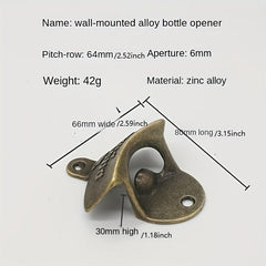 Vintage Beer Bottle Opener Wall Mount Antique Metal Hardware with Mount Screws