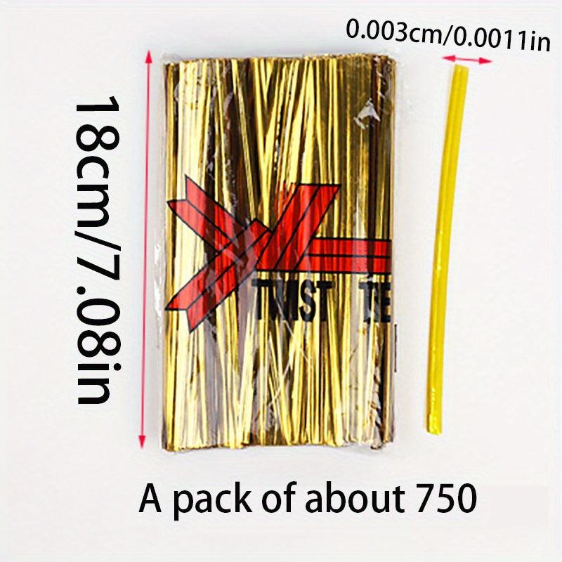 11 14 17 Bread Pastry Twist Ties Bundle - Golden & Silver