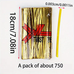 11 14 17 Bread Pastry Twist Ties Bundle - Golden & Silver
