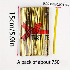 11 14 17 Bread Pastry Twist Ties Bundle - Golden & Silver
