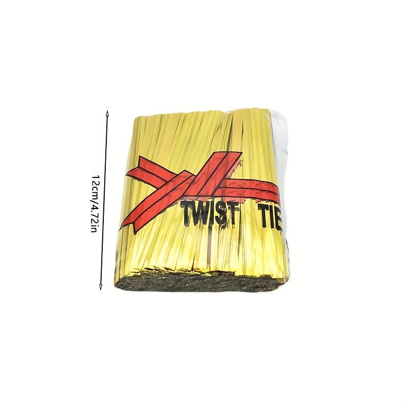 11 14 17 Bread Pastry Twist Ties Bundle - Golden & Silver