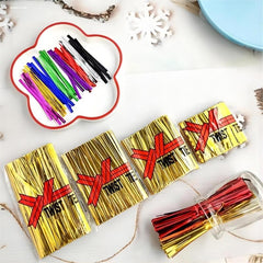 11 14 17 Bread Pastry Twist Ties Bundle - Golden & Silver