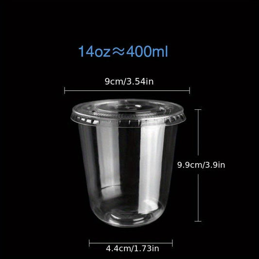 50 Disposable Plastic Cups & Lids for Drinks & Desserts Christmas Party